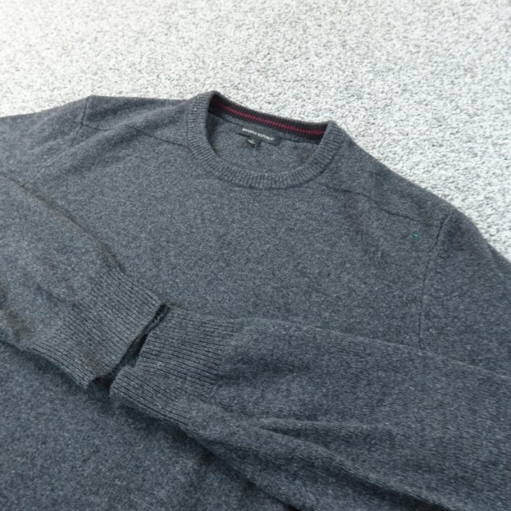 Banana Republic Sweater Mens XL Gray Merino Extra Fine Wool Pullover‎ Crewneck